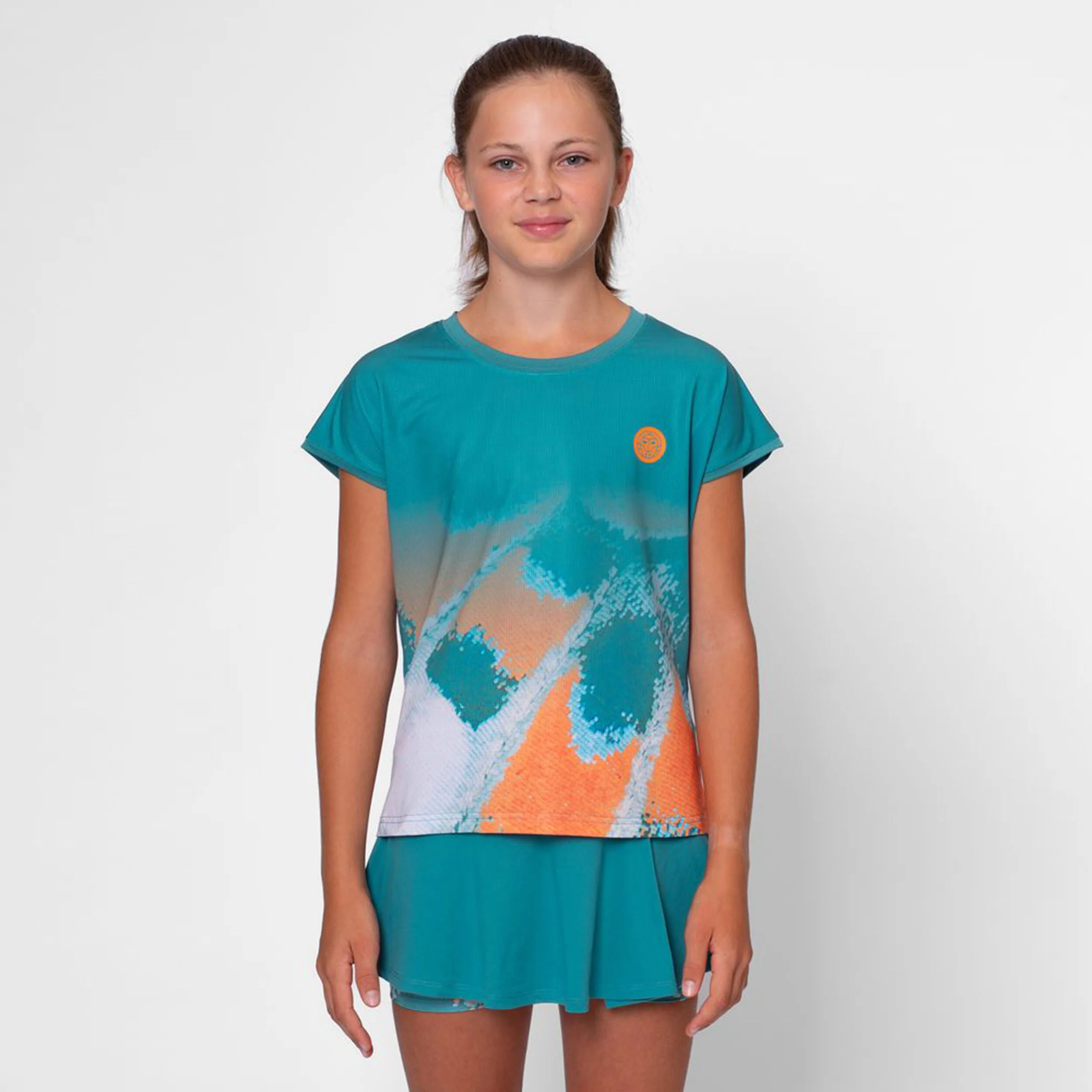 BIDI BADU Melbourne 2025 T-shirt Filles - Bleu Petrol, Orange