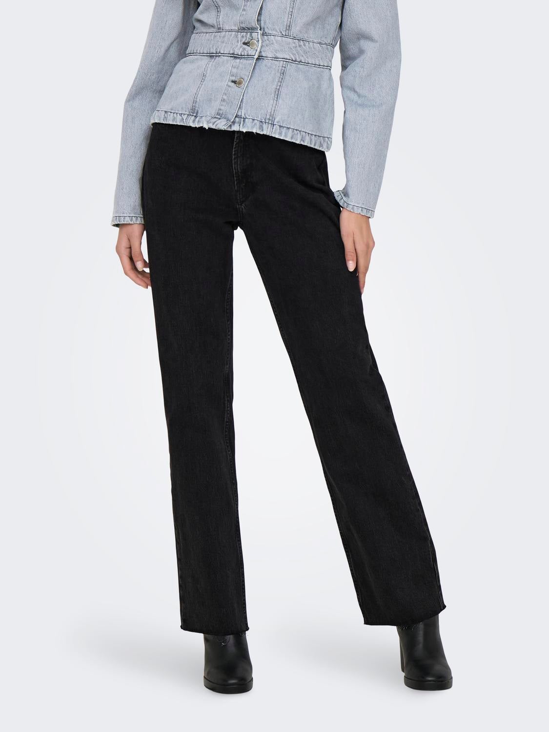 ONLRILEY Hohe Taille Gerade geschnitten Jeans Washed Black