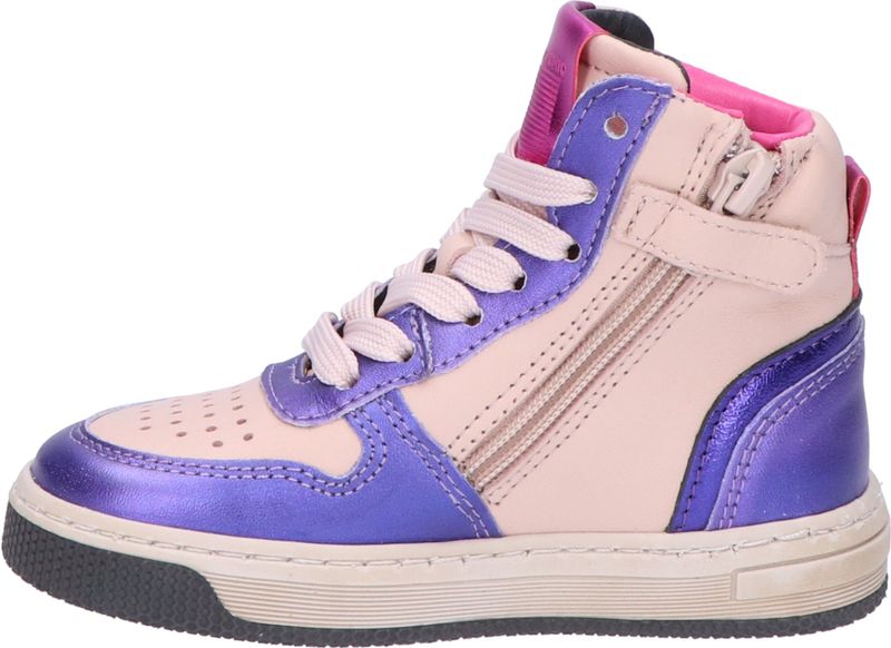 P1301 - Hoge Sneaker - Paars - Leer - Meisjes