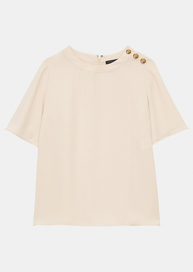 Top Tashabeige en crêpe
