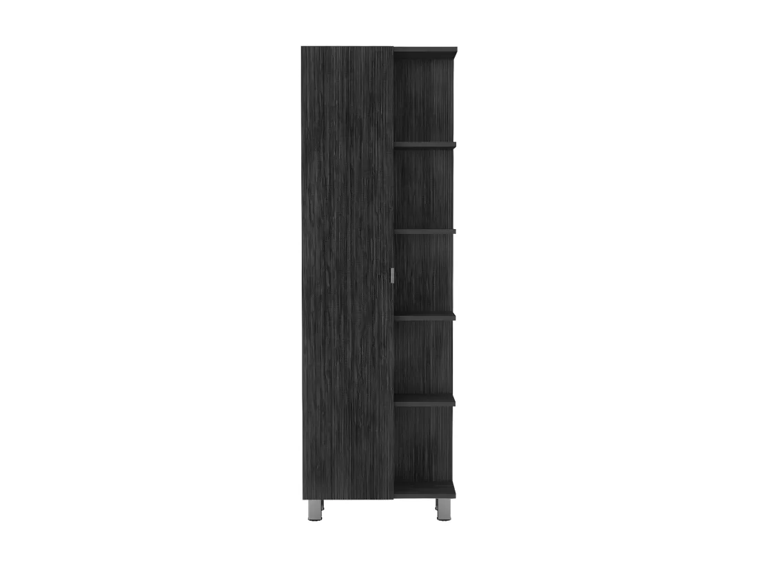 Tour de salle de bain verticale Urano en mélamine avec 9 étagères , 157.9 cm X 51.18 cm X 21.4 cm , Gris / argenté