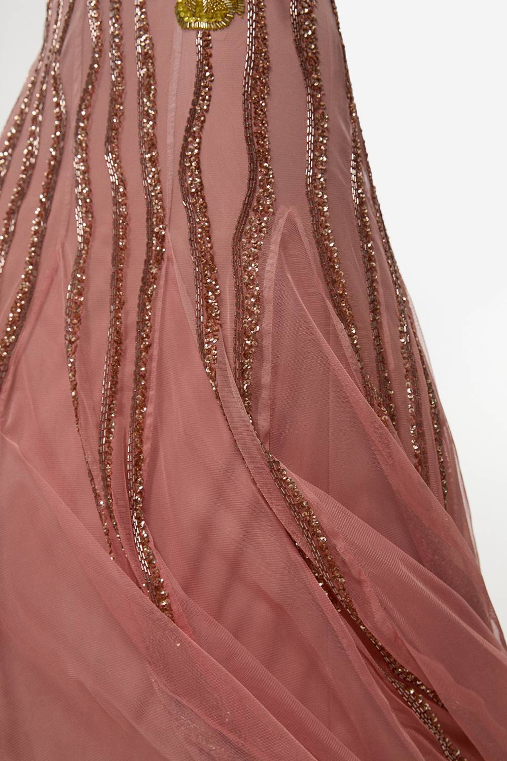 KarenMillen Robe Maxi Tissée Sans Bretelles à Perles Ombrées Digital Ophelia