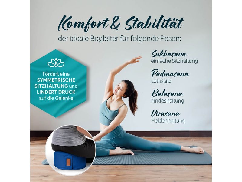 DoYourYoga Yoga-Kissen Vishnu Buchweizenschalen, Dunkelblau Yogarolle