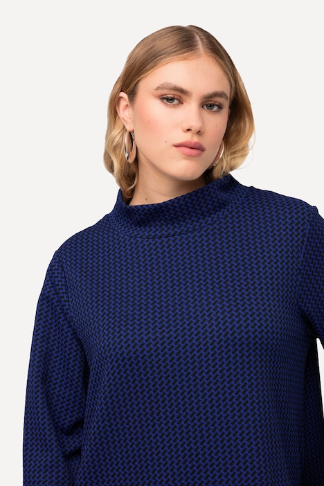 Sweatkleid, Struktur, Taschen, Stehkragen, Langarm