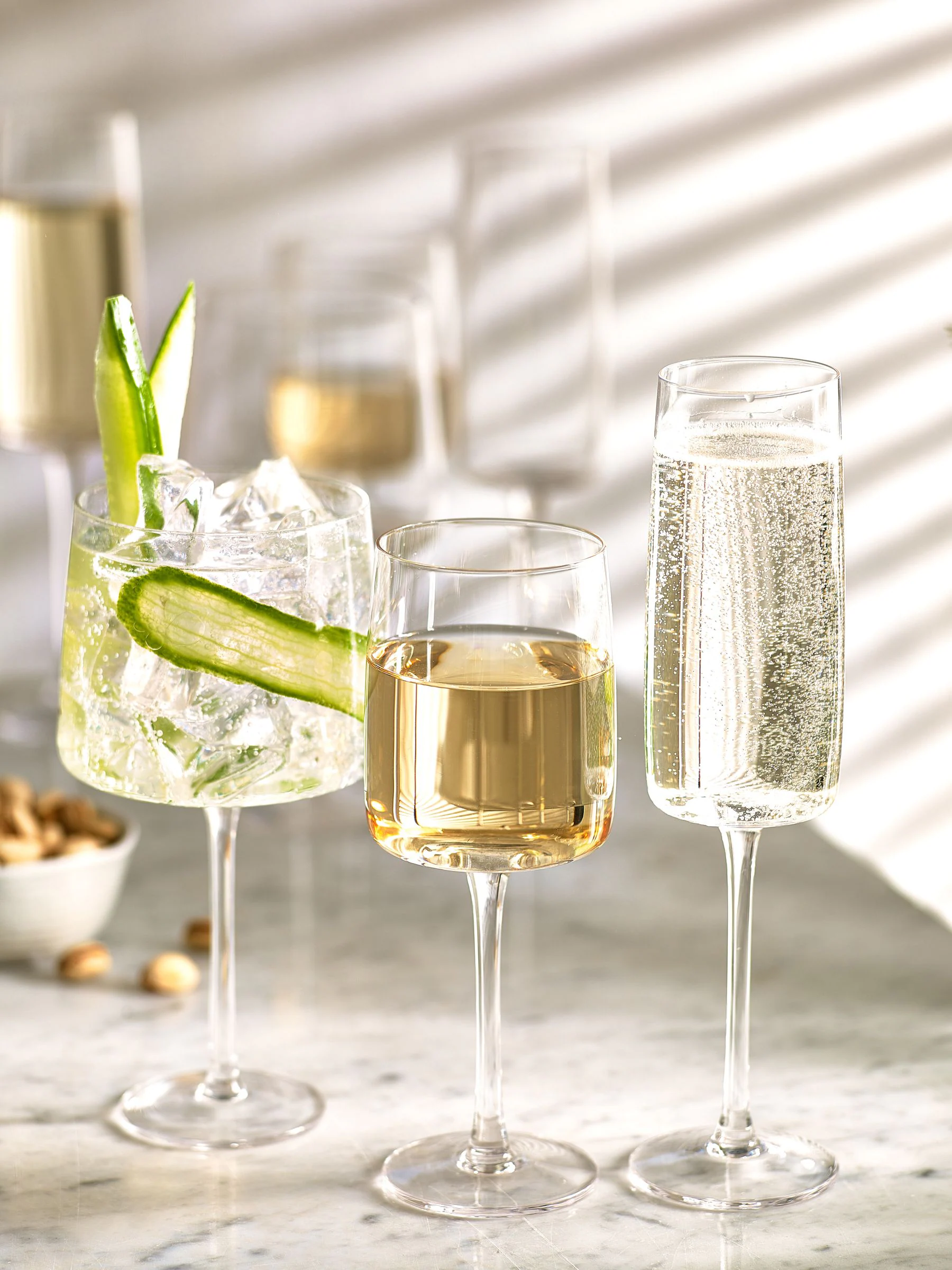 Set van 4 hoekige champagneflûtes
