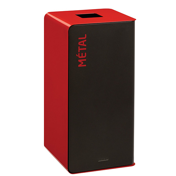 ROSSIGNOL Borne de tri selectif 40 L sans serrure - cubatri - tri metal - gris manganese / rouge signalisation