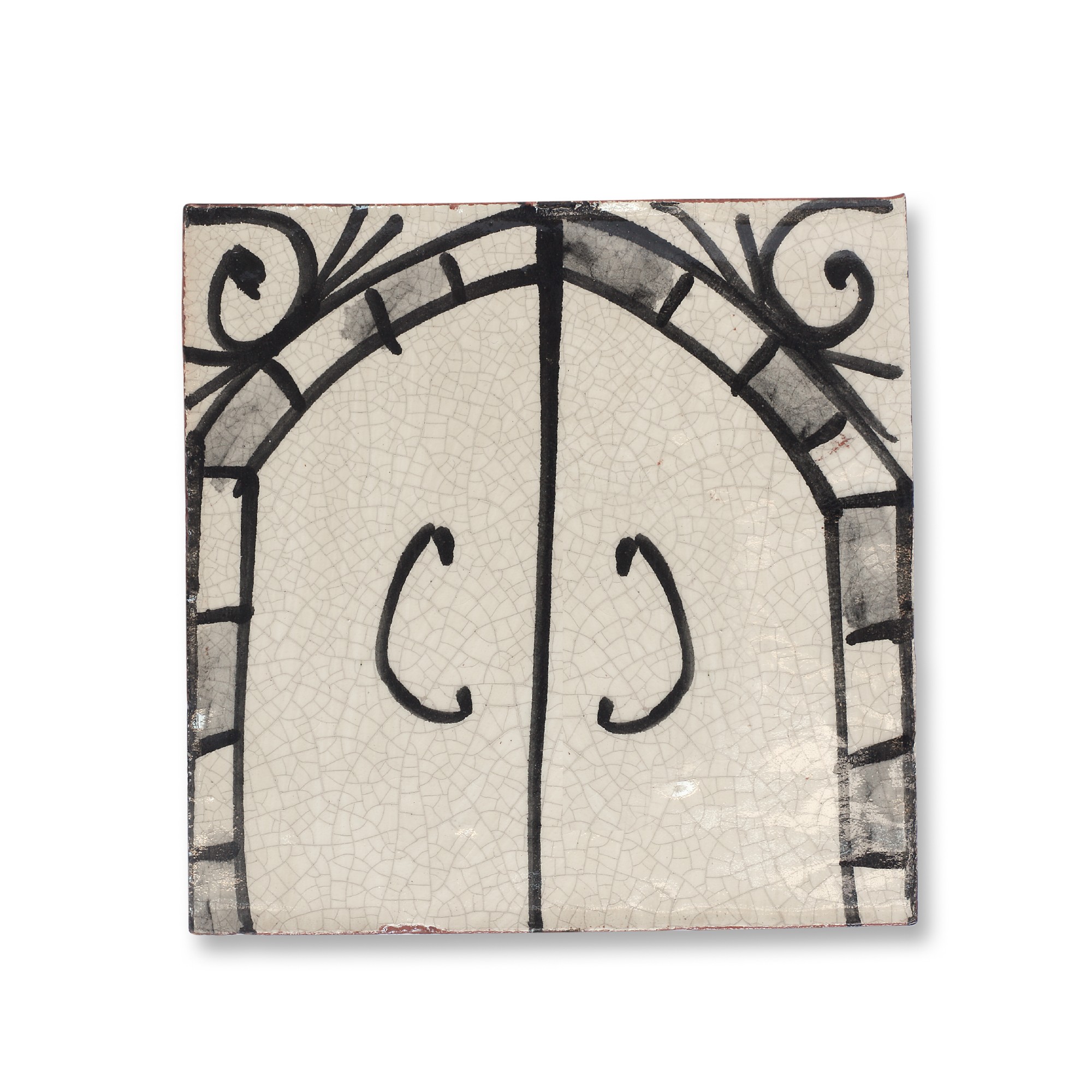 Kachel Craquelé, weiß-schwarz, T 10 cm, B 10 cm, H 1 cm von fischer's lagerhaus