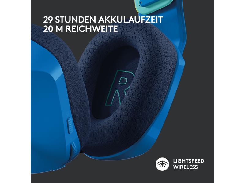 Logitech Headset G733 Lightspeed Blau Wireless-Gaming-Headset mit DTS 7.1 Surround-Sound und RGB Beleuchtung