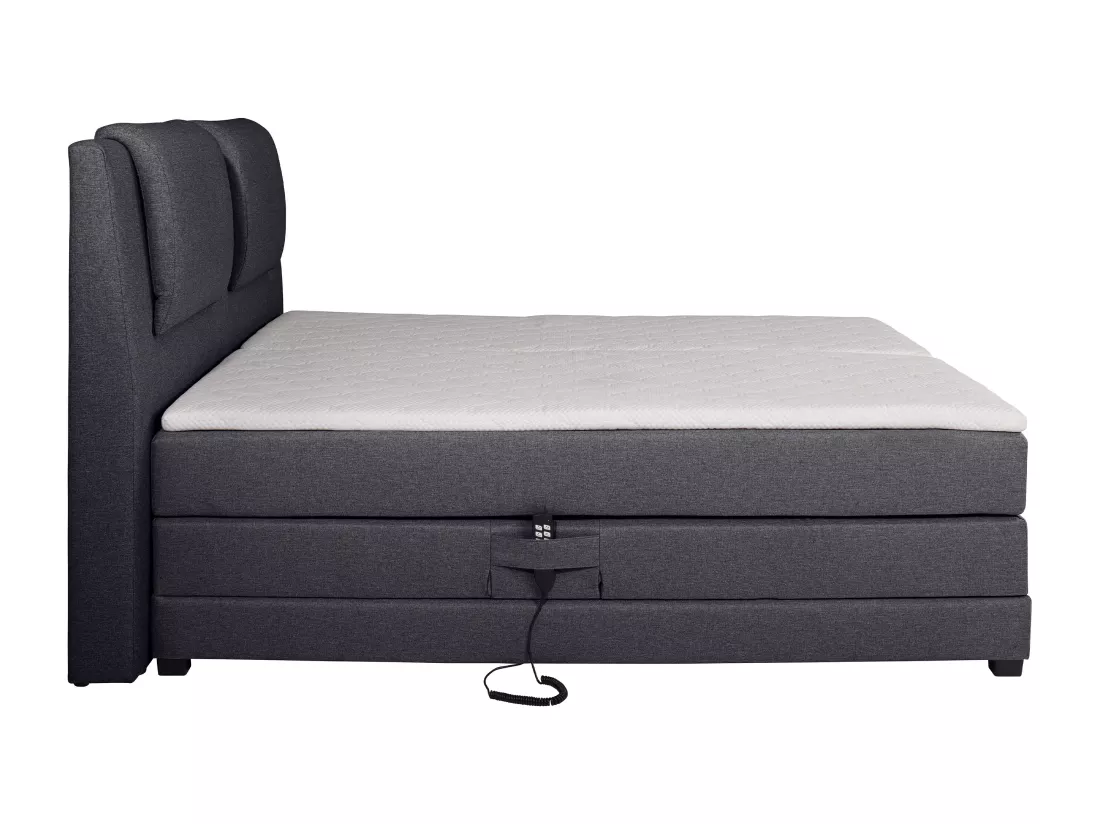 Ensemble complet boxspring tête de lit + sommiers relaxation électrique + matelas + surmatelas - 2 x 90 x 200 cm - Tissu - Anthracite - CASTEL II de PALACIO