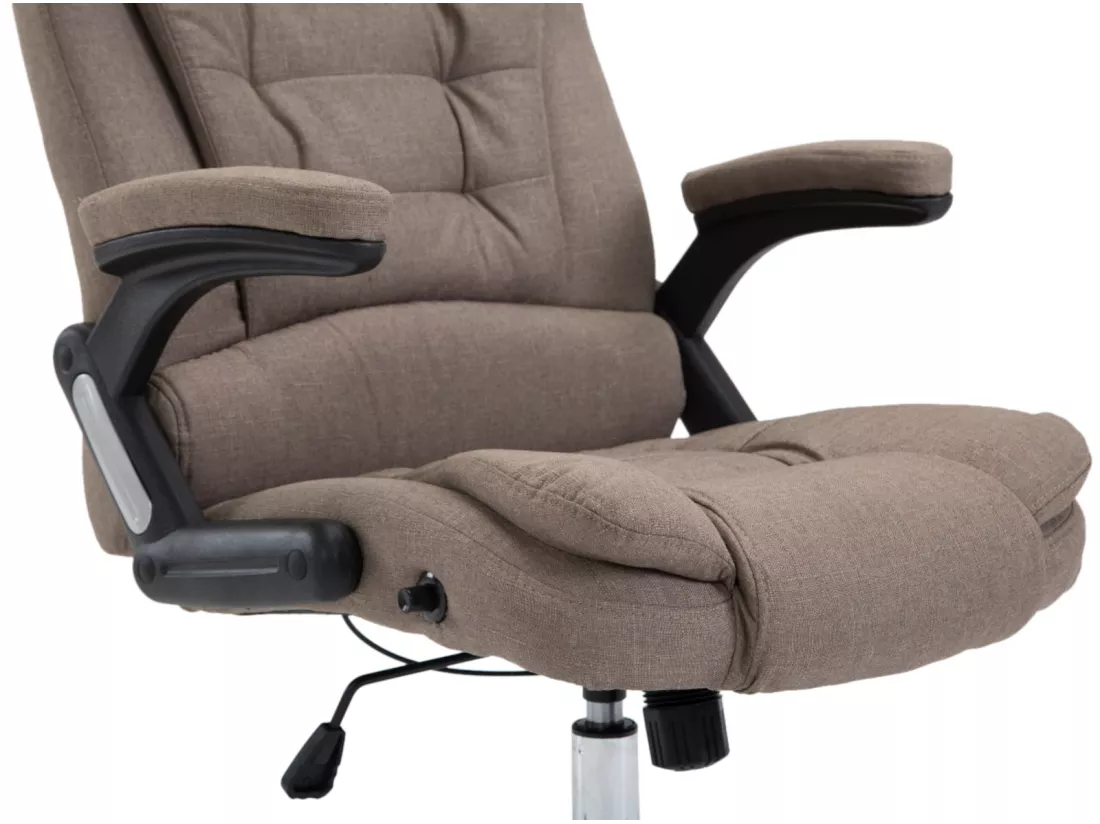 Chaise de bureau - Tissu & Métal chromé - Taupe - Thor