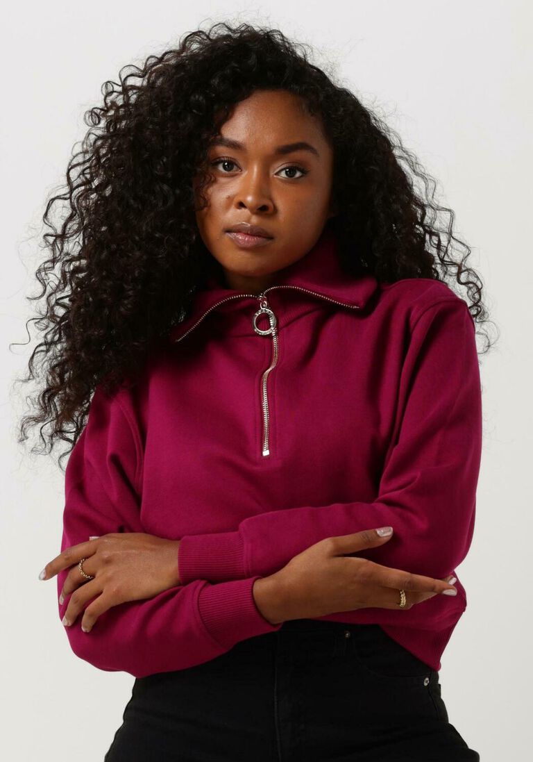 TOMMY HILFIGER fuchsia tommy hilfiger trui relaxed cosy 1/2 zip sweatshirt