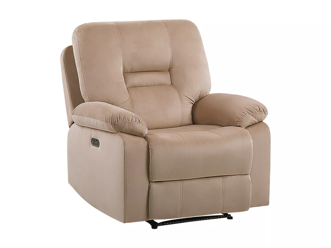 Fauteuil inclinable électrique BERGEN LED Velours Beige sable