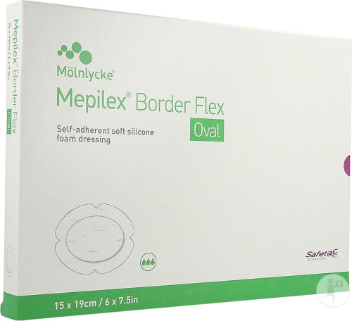 Mepilex Border Flex Ovale Pansement Hydrocellulaire Auto-Fixant Siliconé 15x19cm 5 Pièces