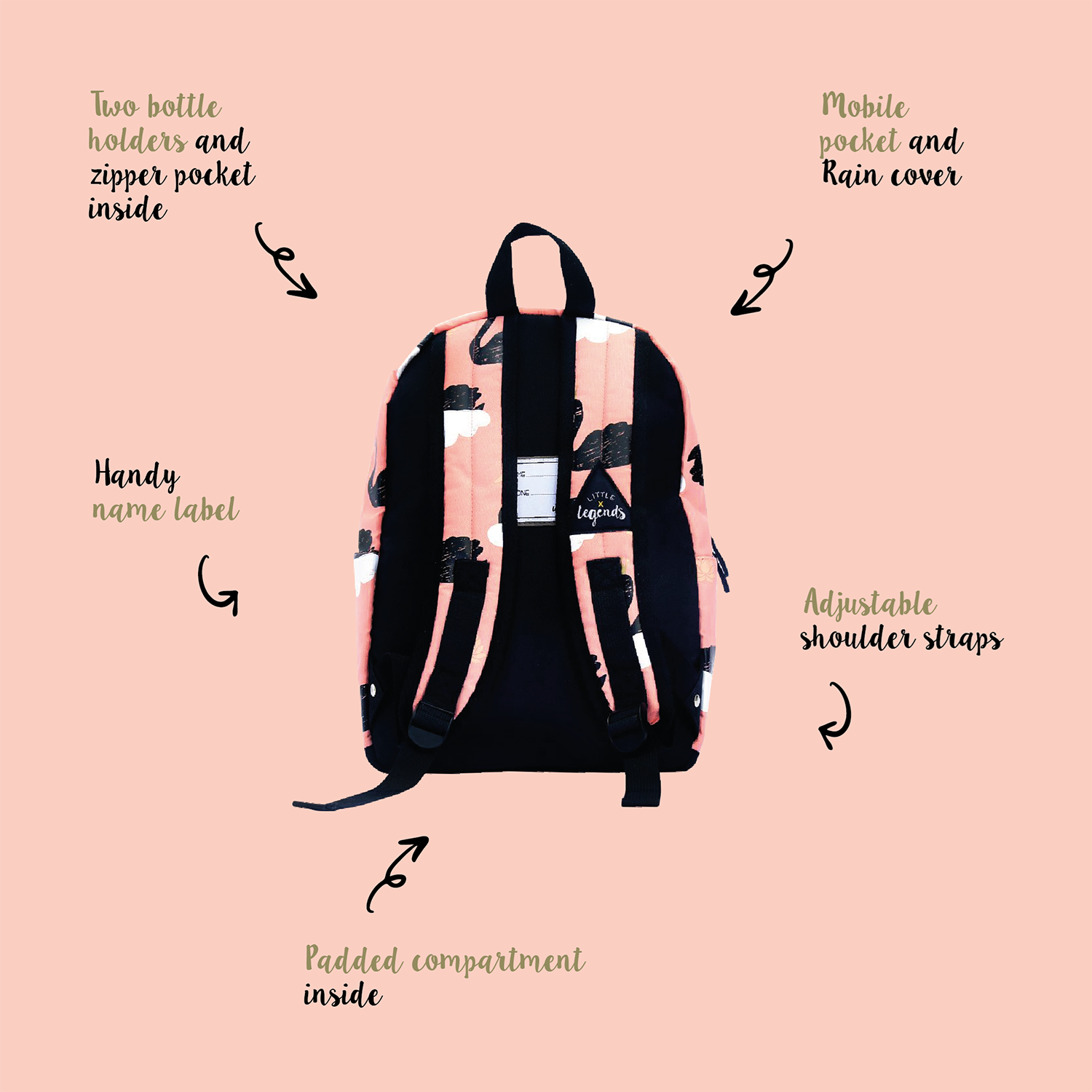Little Legends Swan Backpack L roze