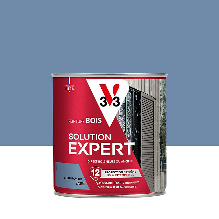 Peinture extérieure bois Solution expert bleu provence satin V33 500ml