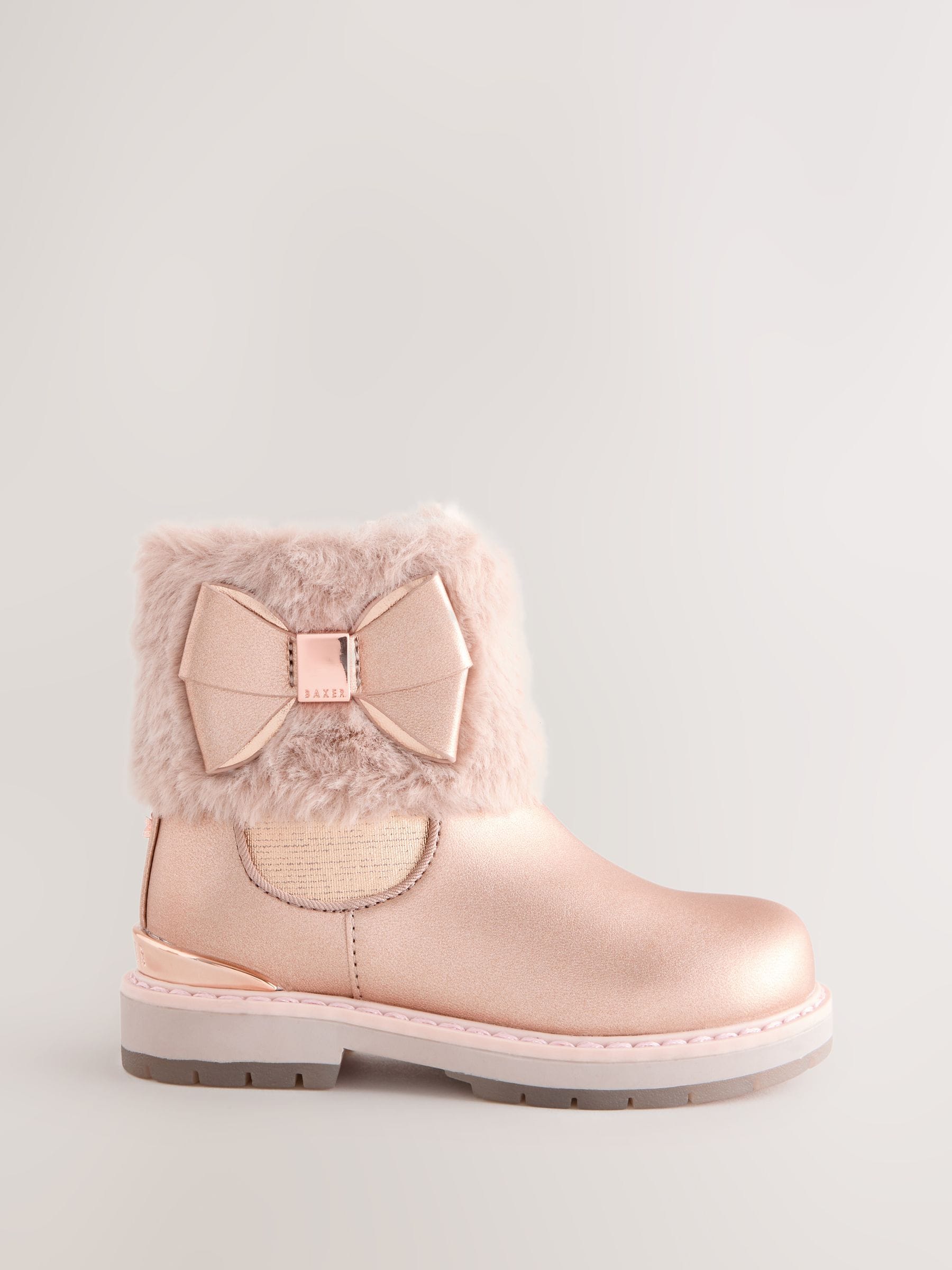 Roze - Baker by Ted Baker Girls Faux Fur Cuff Boots with Bow