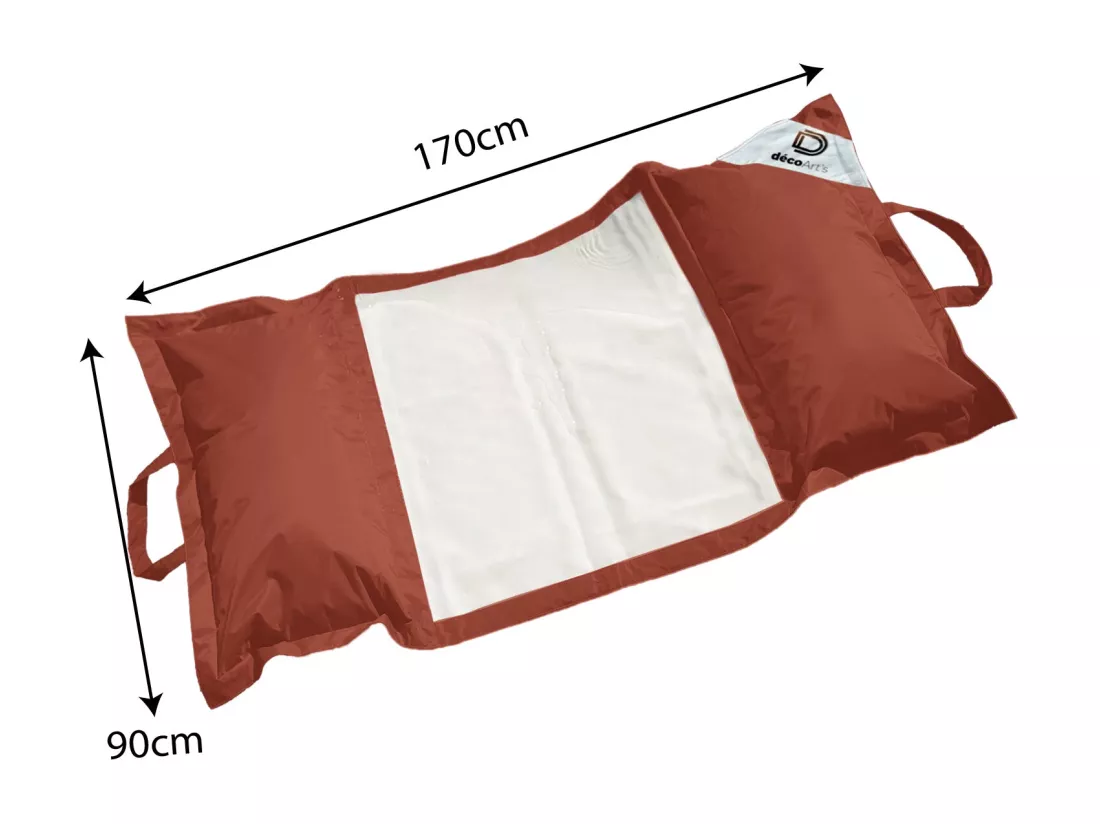 Pouf piscine en Polyester 170x90 cm Terracotta