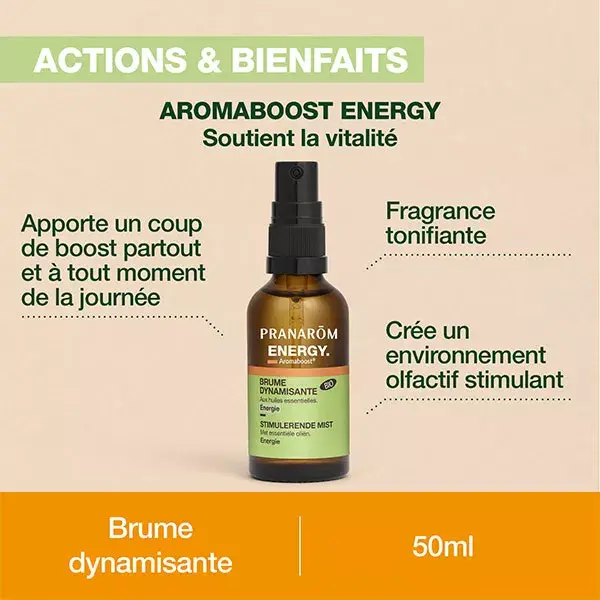 Spray Energético Orgânico Pranarom Aromaboost 50 ml