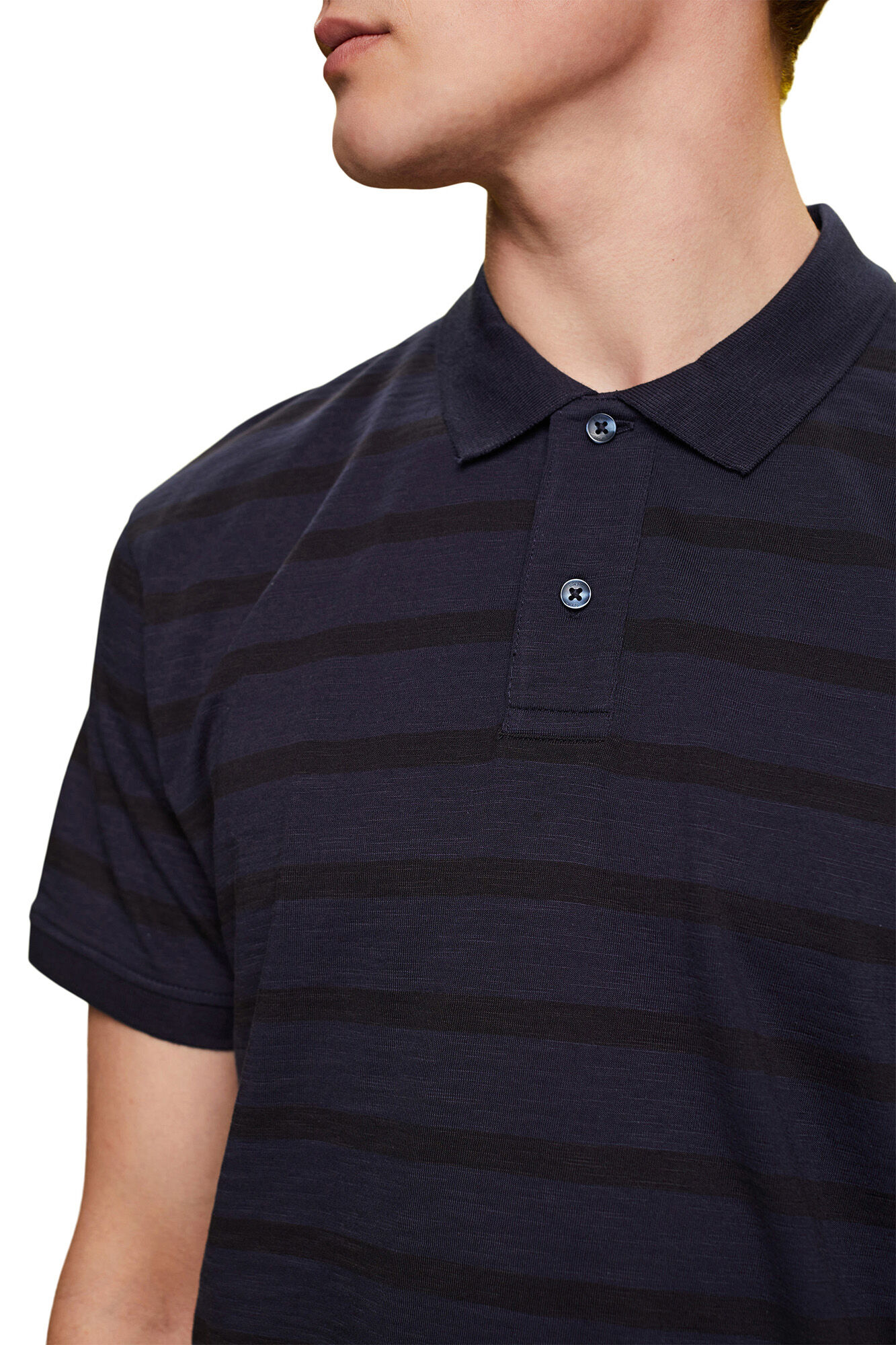 Camisa polo listrada em algodão sustentável - Estampa azul