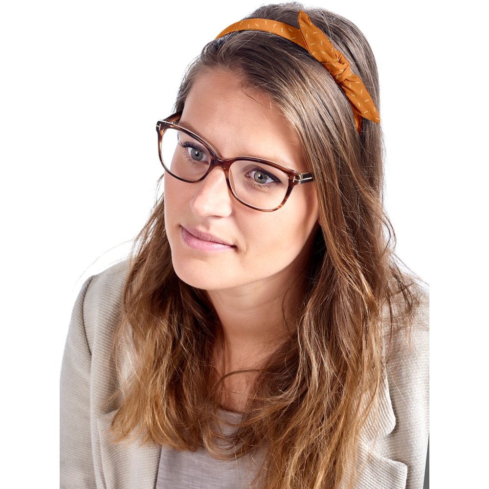 Serre-Tête Noeud Paille Dorée Caramel