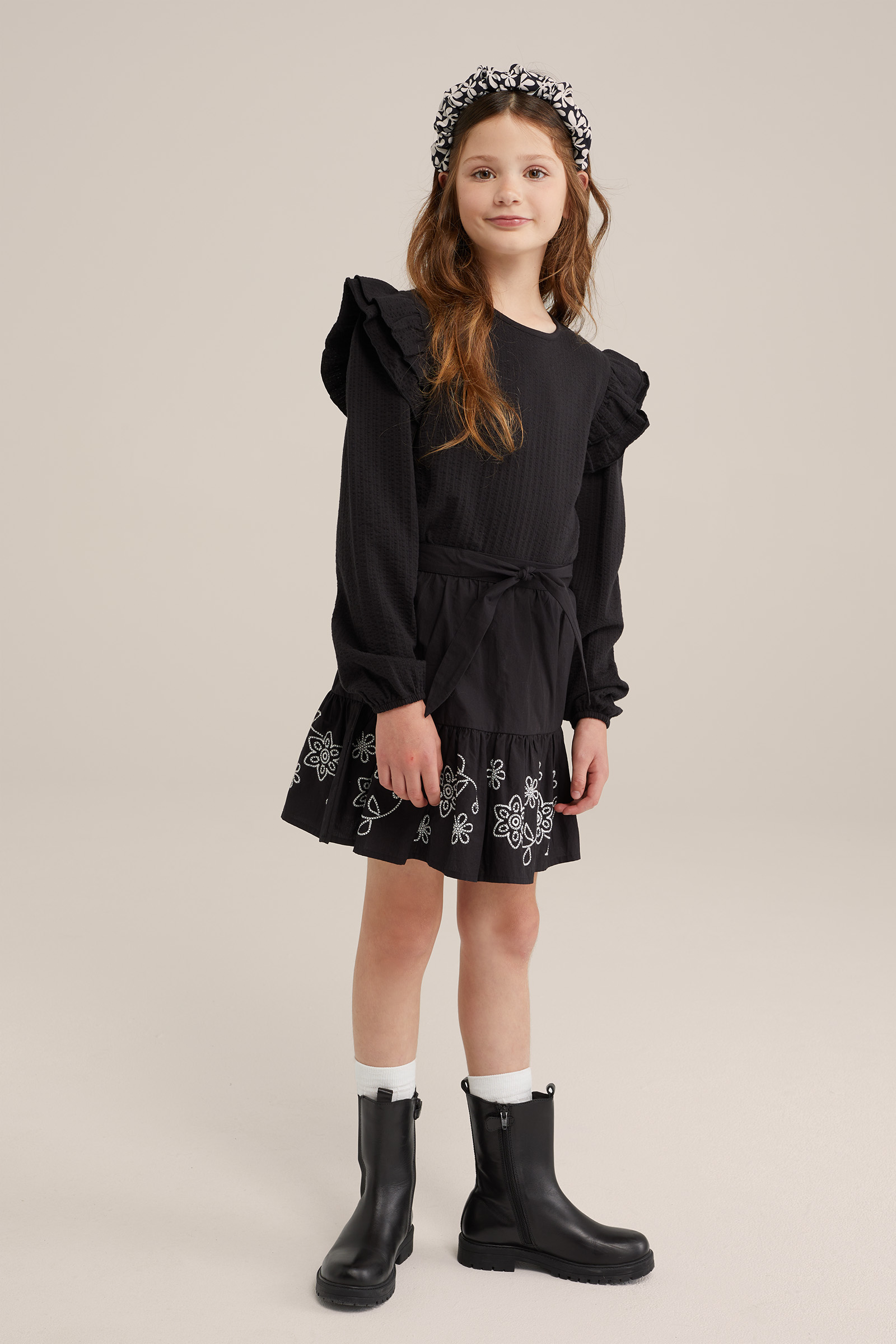 Meisjes rok met embroidery WE Fashion Zwart