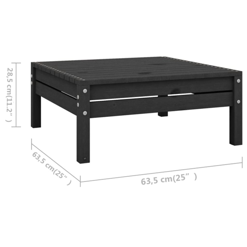 Salon de jardin meuble d'extérieur ensemble de mobilier 10 pièces bois de pin massif noir