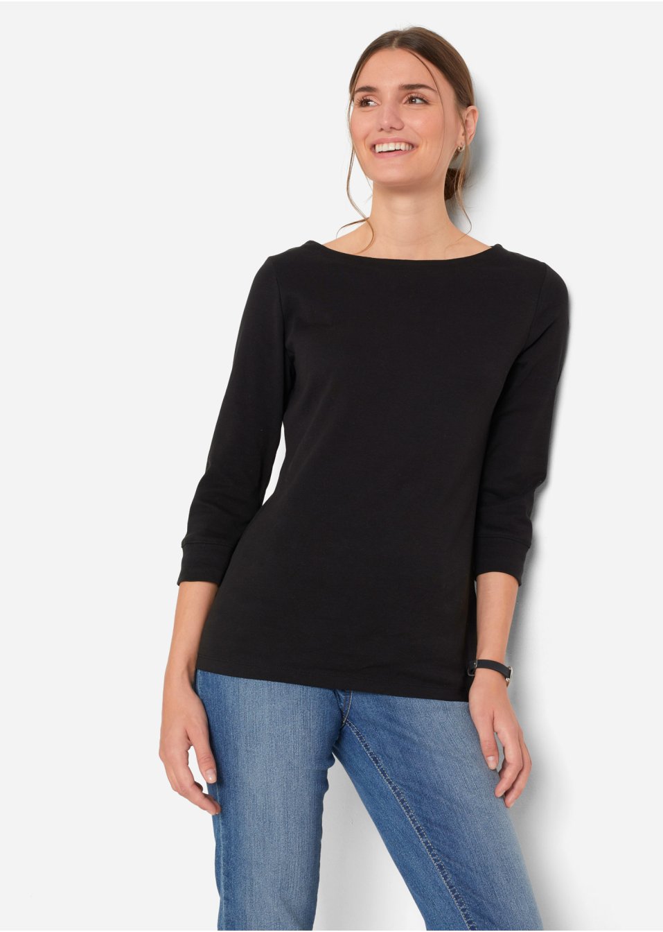 T-shirt extensible à encolure bateau