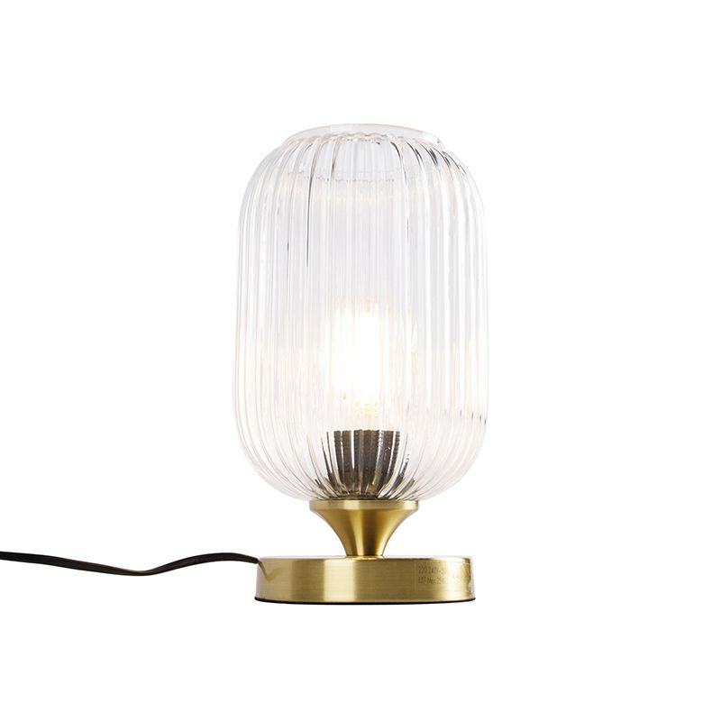 Art deco tafellamp messing met glas - Banci