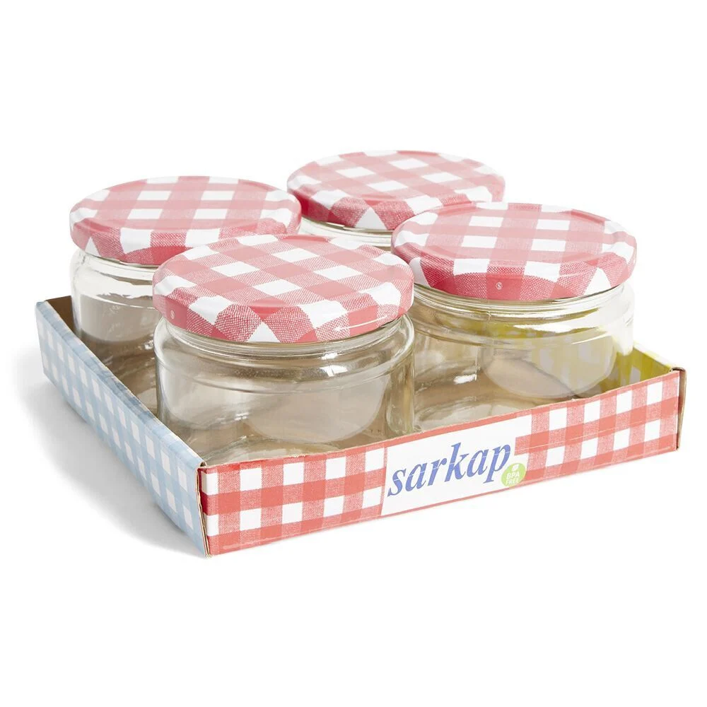 Lot de 4 pots à confiture acier et verre Ø7,5xH8,7cm