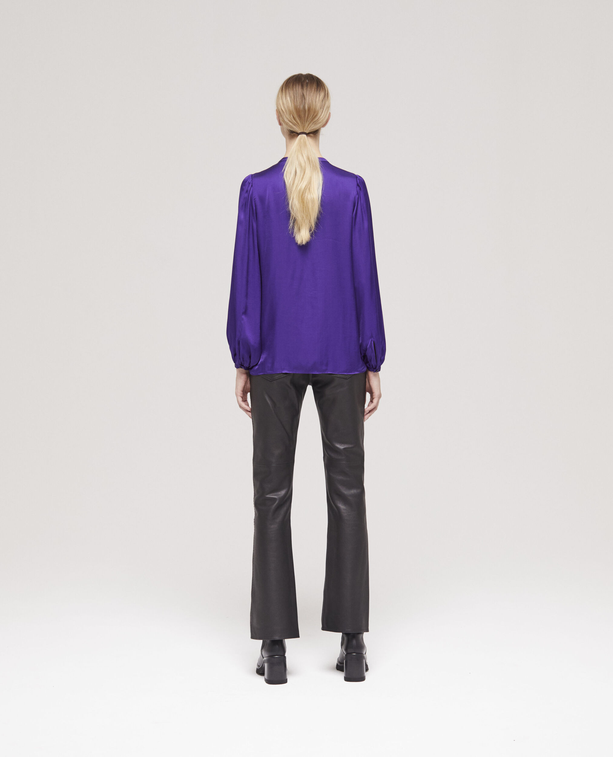 Chemise manches bouffantes violette