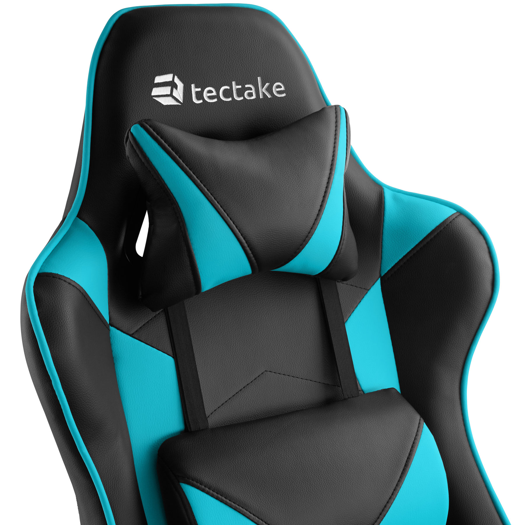 tectake® Racing Gaming Stuhl, ergonomische Form, mit verstellbarer Rückenlehne, Kunstlederbezug, abnehmbares Nacken- und Lendenkissen, Belastbarkeit 120 kg