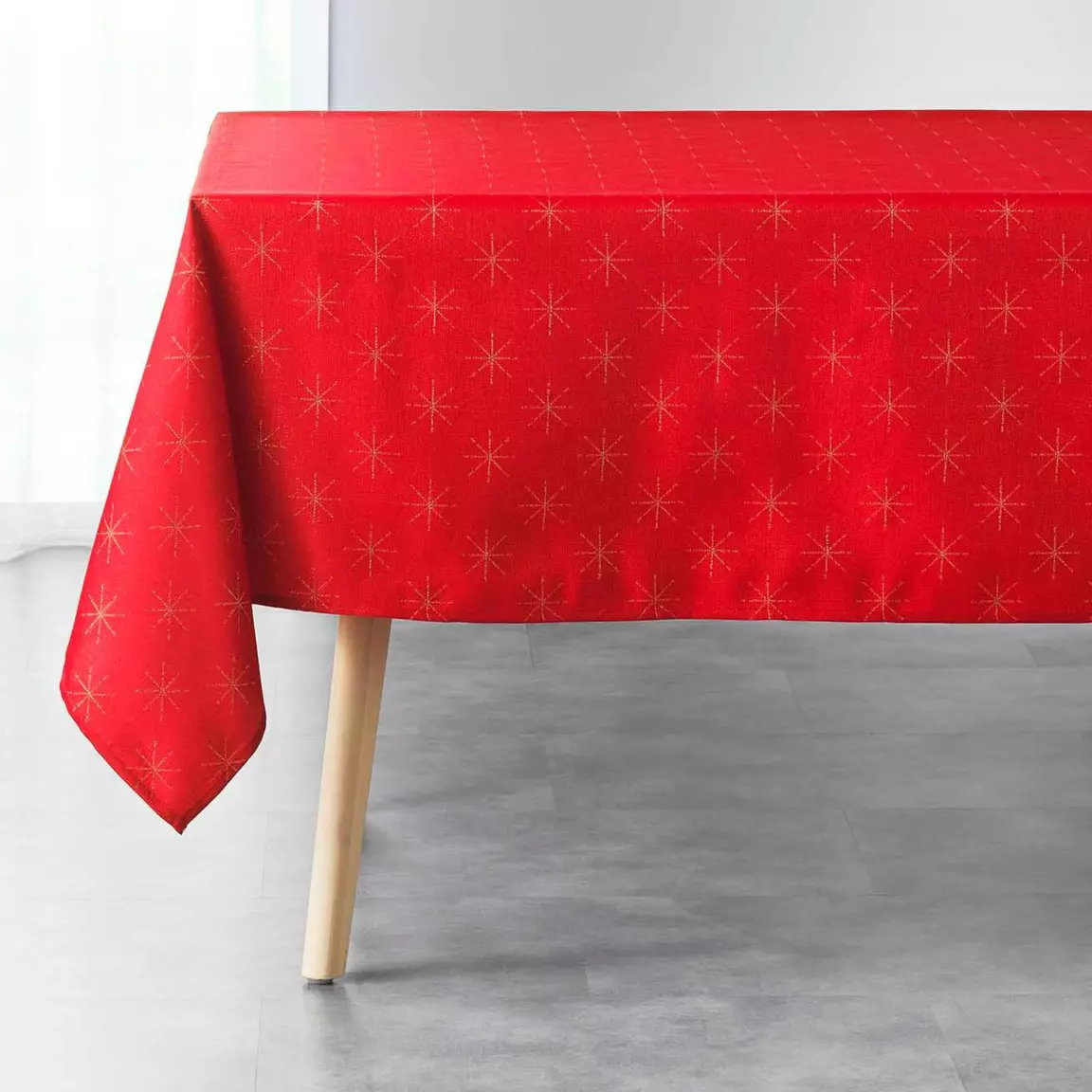 Nappe de Noël rectangulaire (140 x 240 cm) Etoiles Rouge