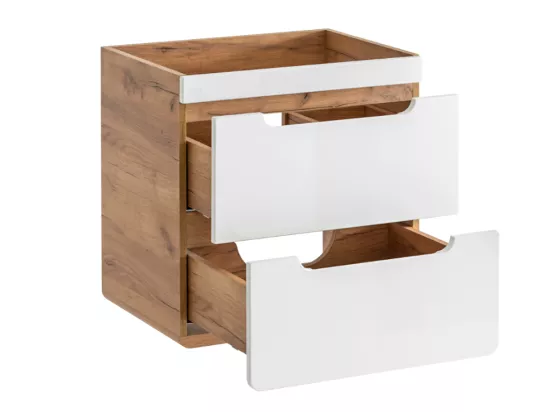 Meuble sous vasque suspendu coloris naturel et blanc - 60 cm - ARUBA