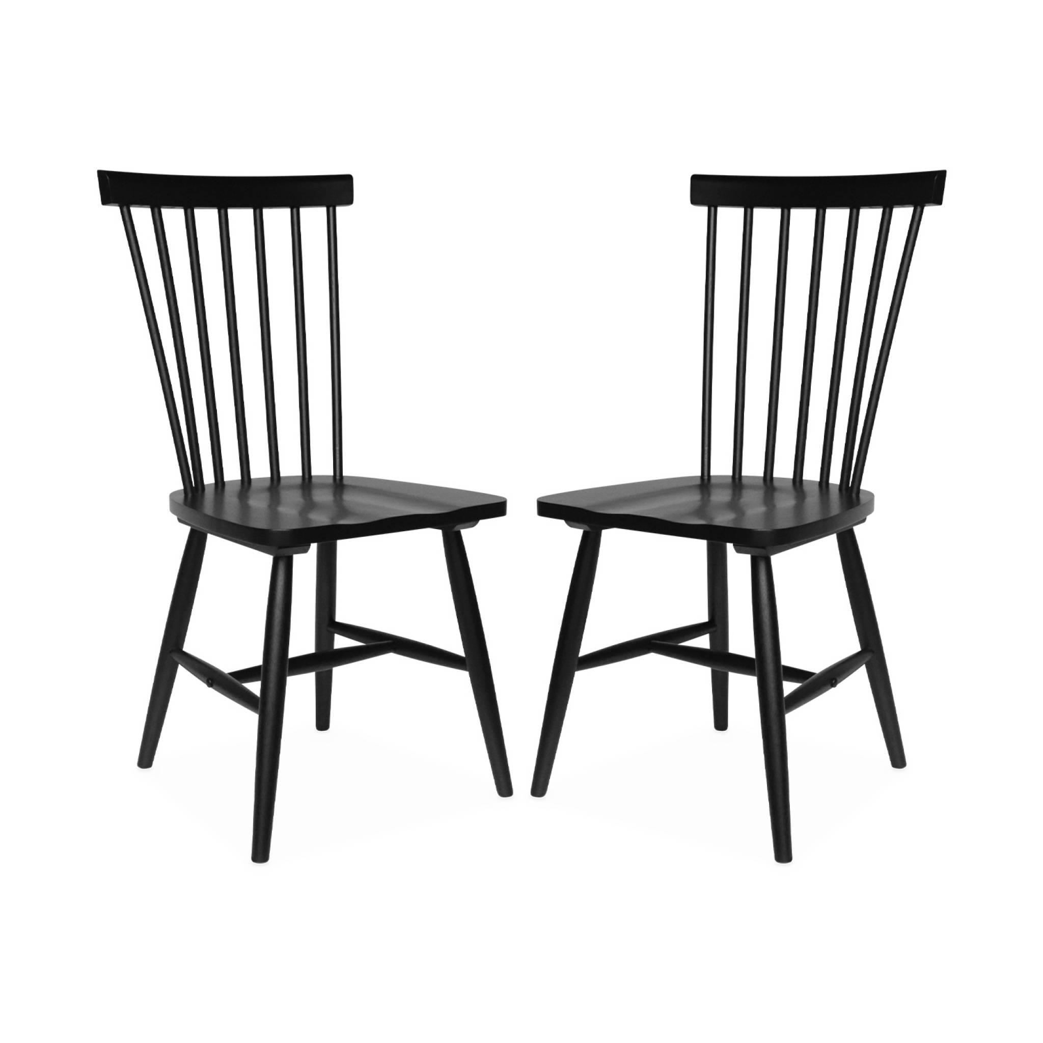 Lot de 2 chaises noires à barreaux en bois d'hévéa. Romie. L 50.8 x p 44.2 x h 90cm