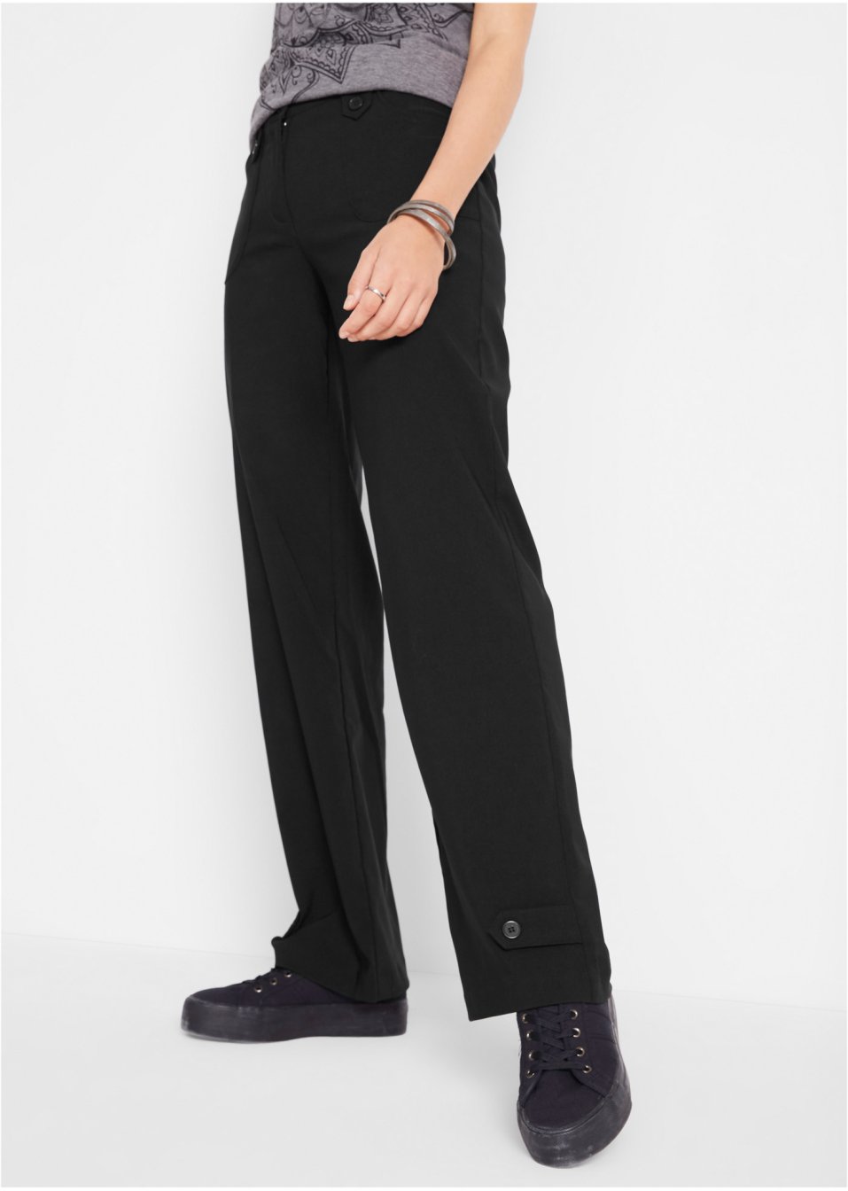 Pantalon extensible en bengaline avec taille réglable, Straight