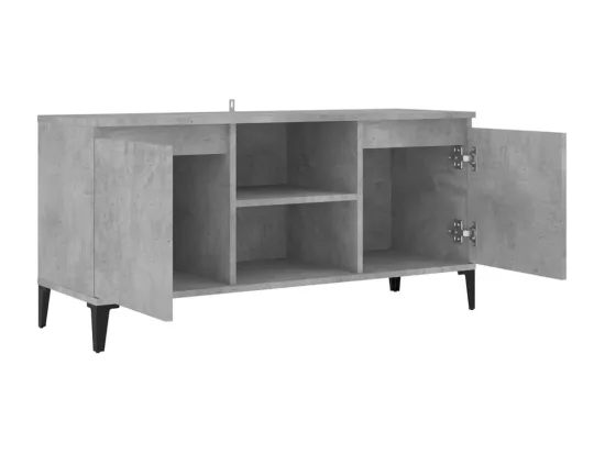 Meuble TV avec pieds en métal Gris béton 103,5x35x50 cm