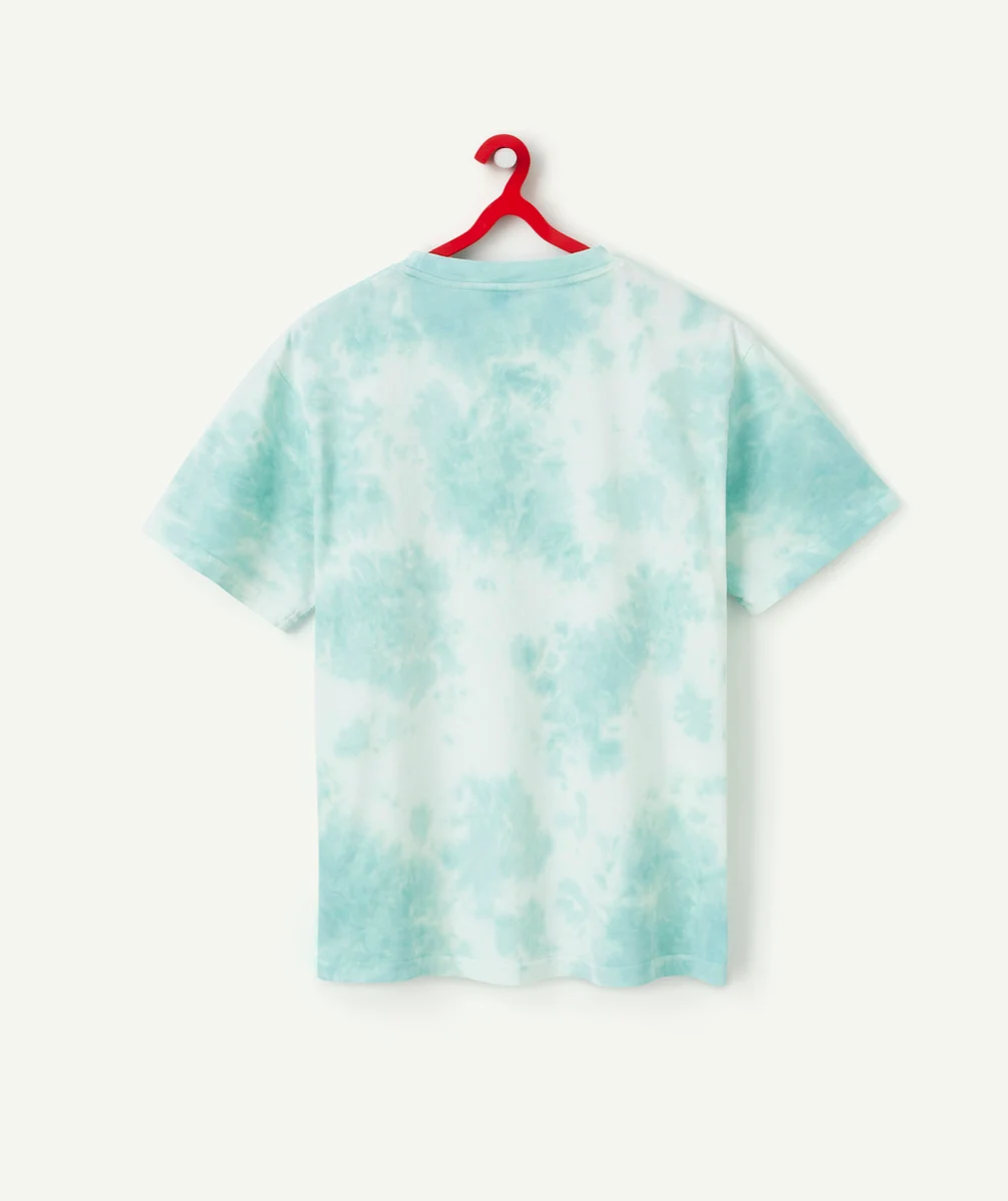 T-SHIRT MANCHES COURTES GARÇON EN COTON BIO AVEC MOTIF TIE & DYE VERT