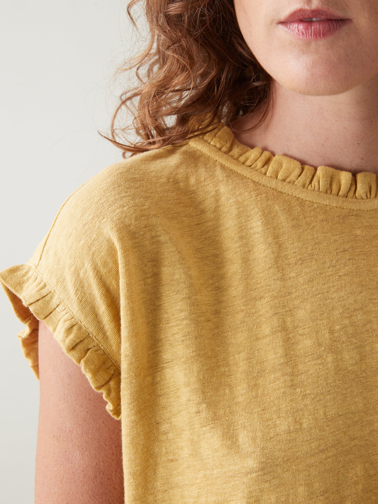 T-shirt lin col froufrou femme