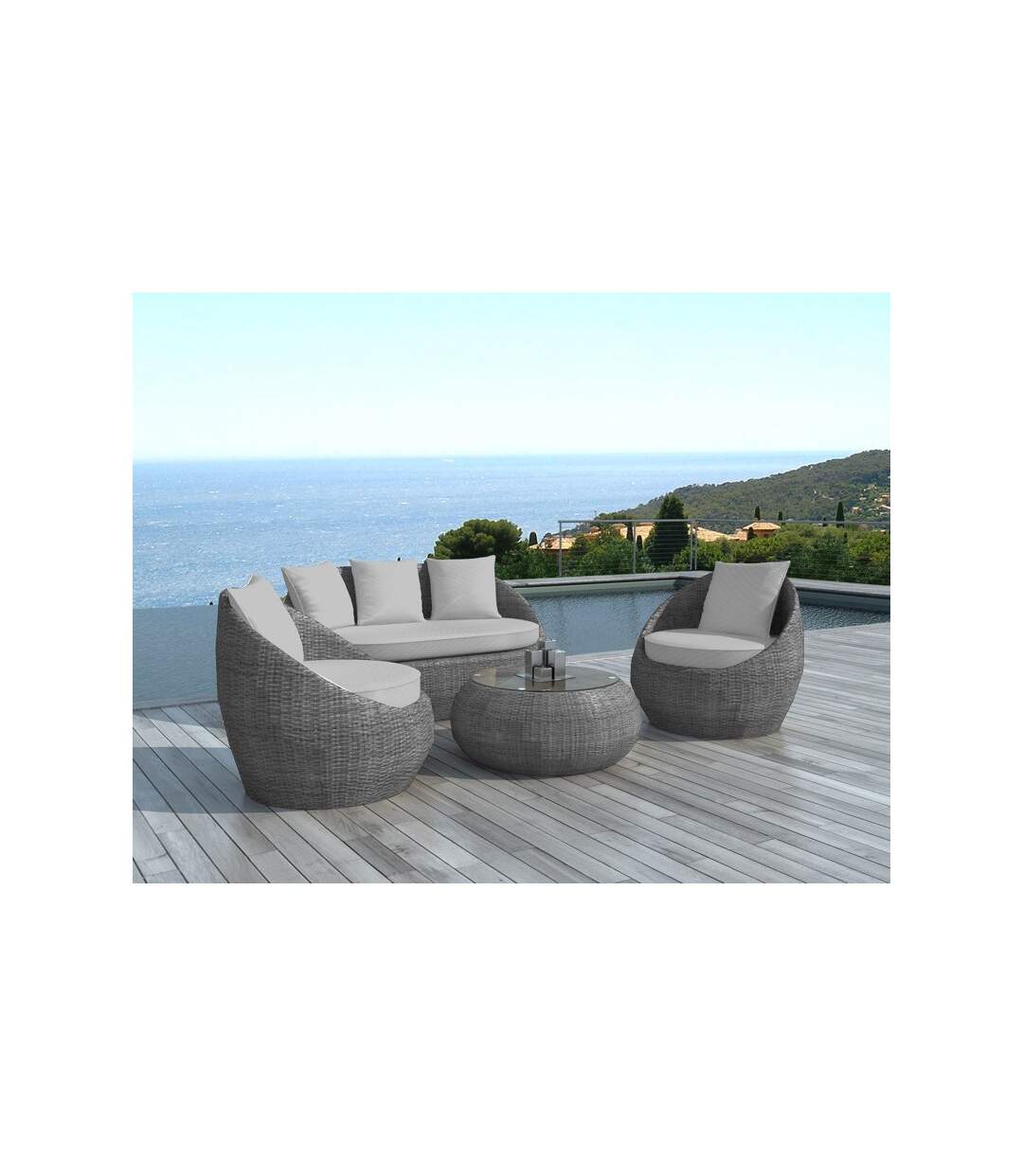 Paris Prix - Salon De Jardin En Résine Tressée bivoak Gris