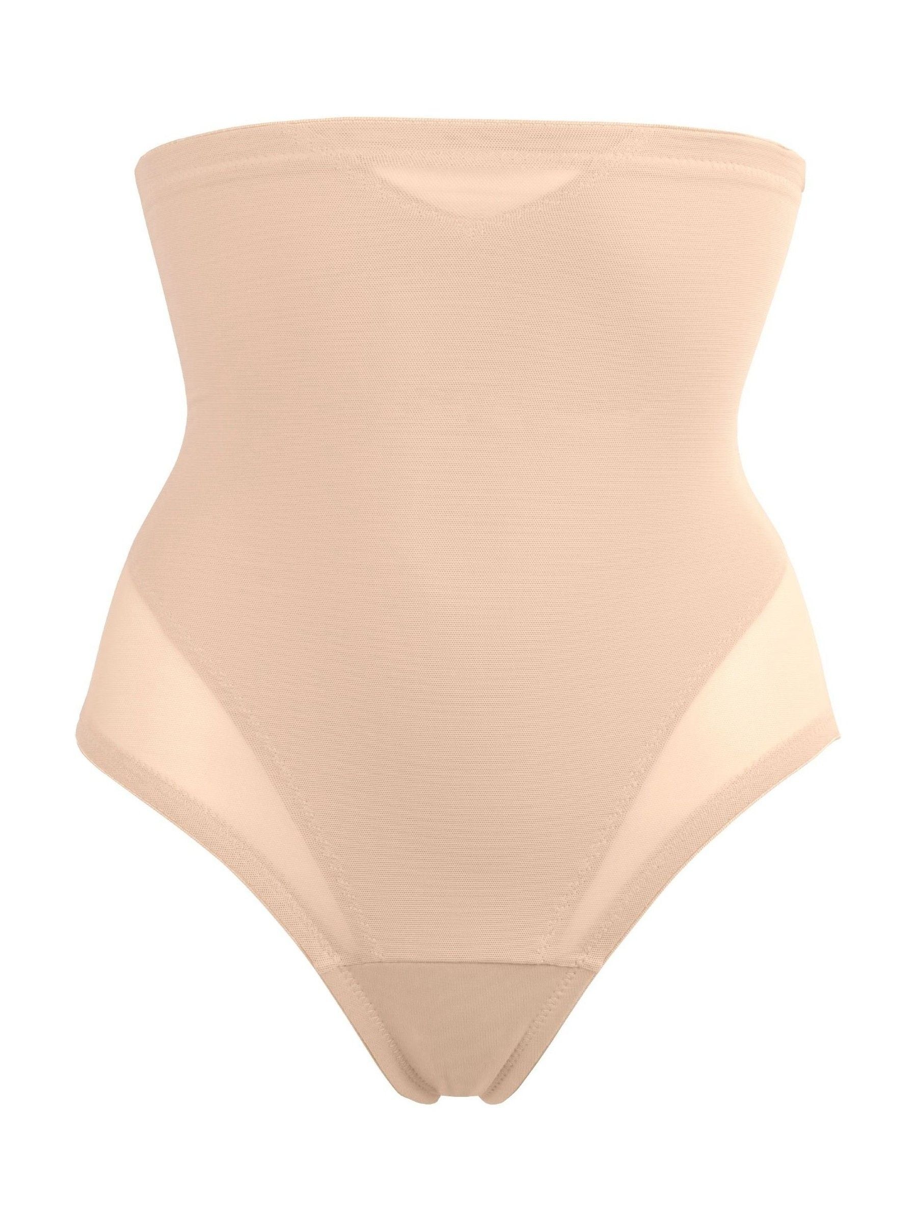 Warm beige - Miraclesuit doorschijnende string met hoge taille en stevige buikcorrectie