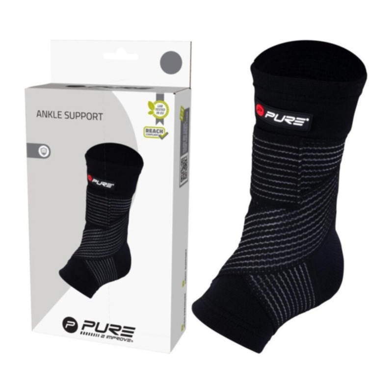 (Gr. S) Elastische Knöchel Bandage Sprunggelenk Crossfit Sport Fussstütze - Schwarz