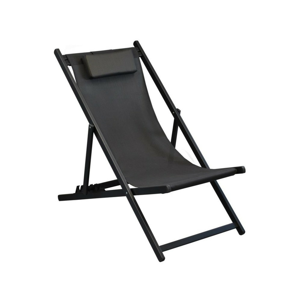 Lot de 2 chiliennes pliantes linéa - gaphite/noir - aluminium/toile tpep