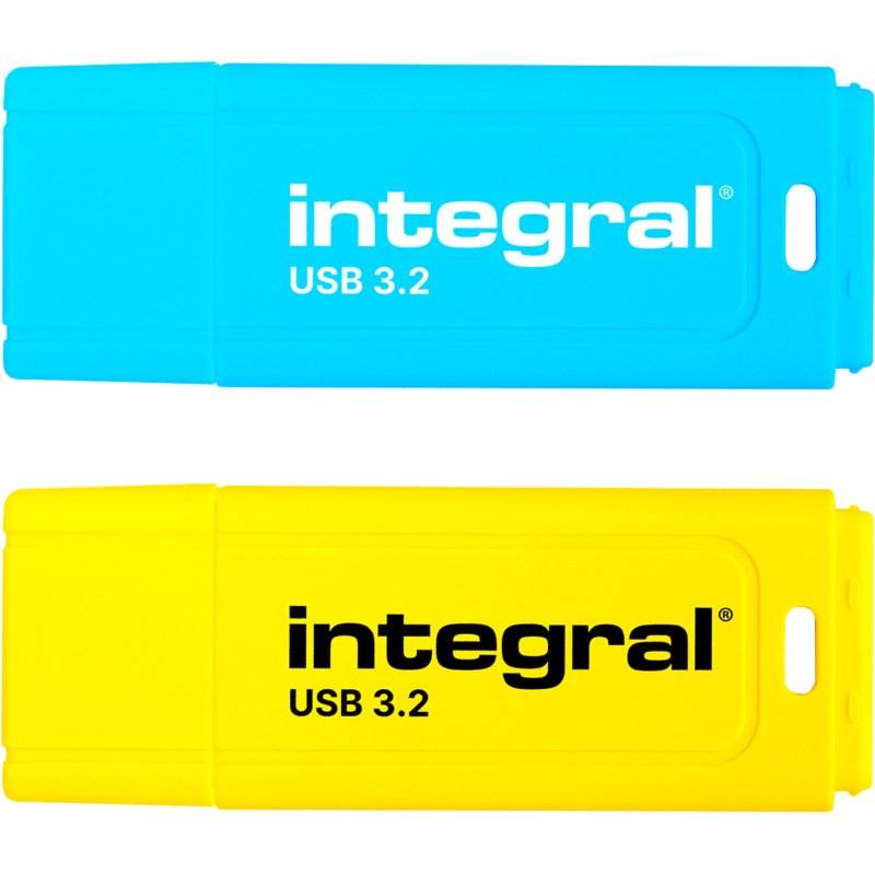 Pack 2 clés USB Integral Neon-C USB 3.2 32 Go USB-C bleu et jaune
