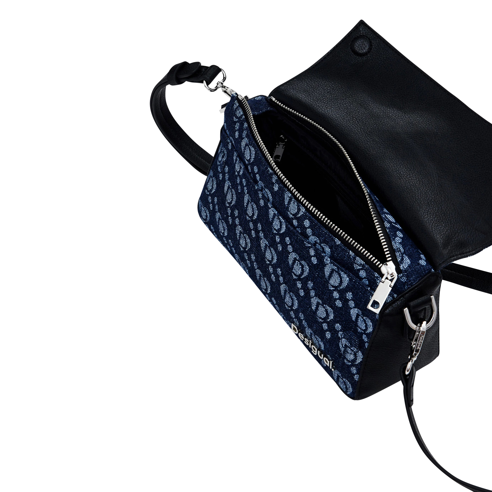 Sac à main imprimé en coton mélangé | Bleu