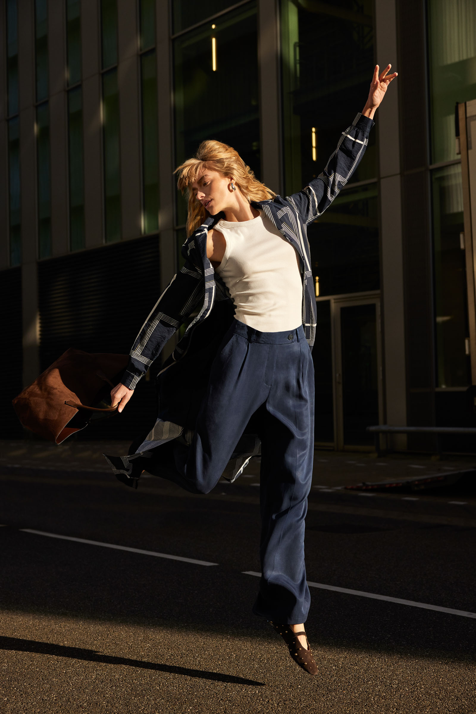 Regular fit pantalon WE Fashion Donkerblauw