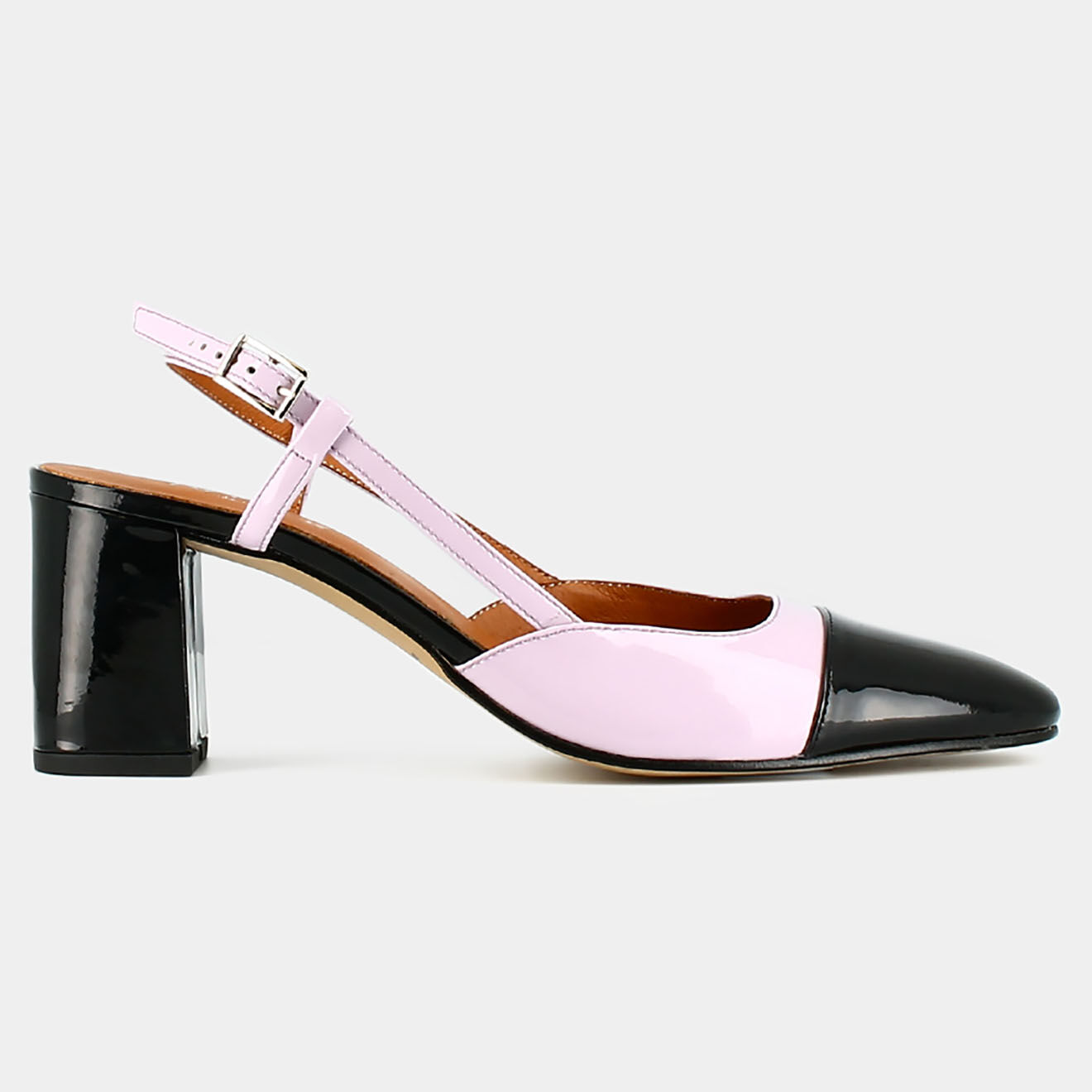 Jonak Slingbacks en Cuir Dhapop noir/violet - Talon 6 cm