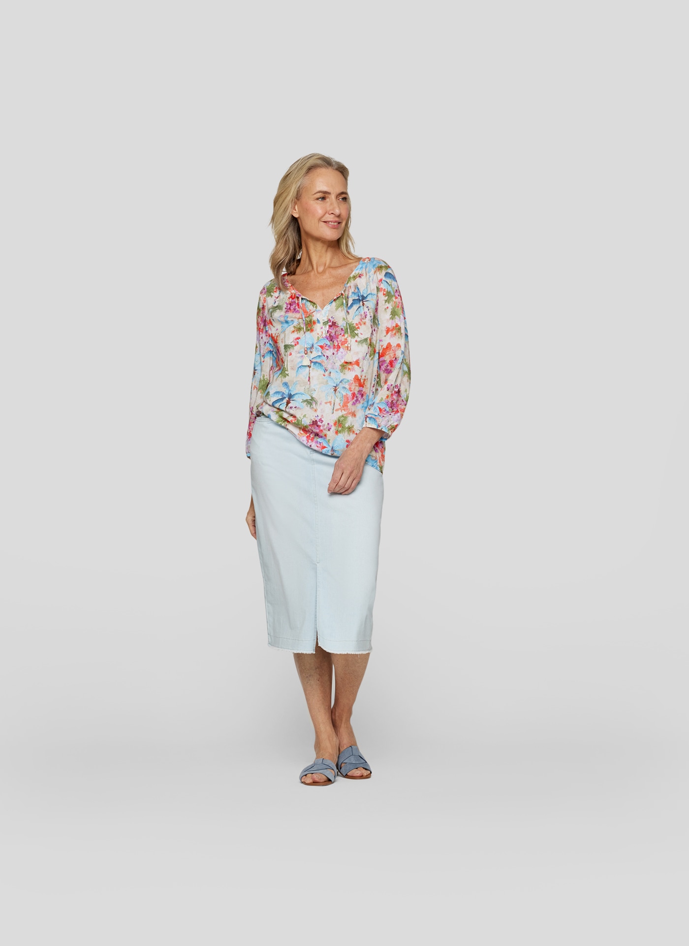 Rabe Druckbluse , im Tunika-Stil und mit floralem Muster