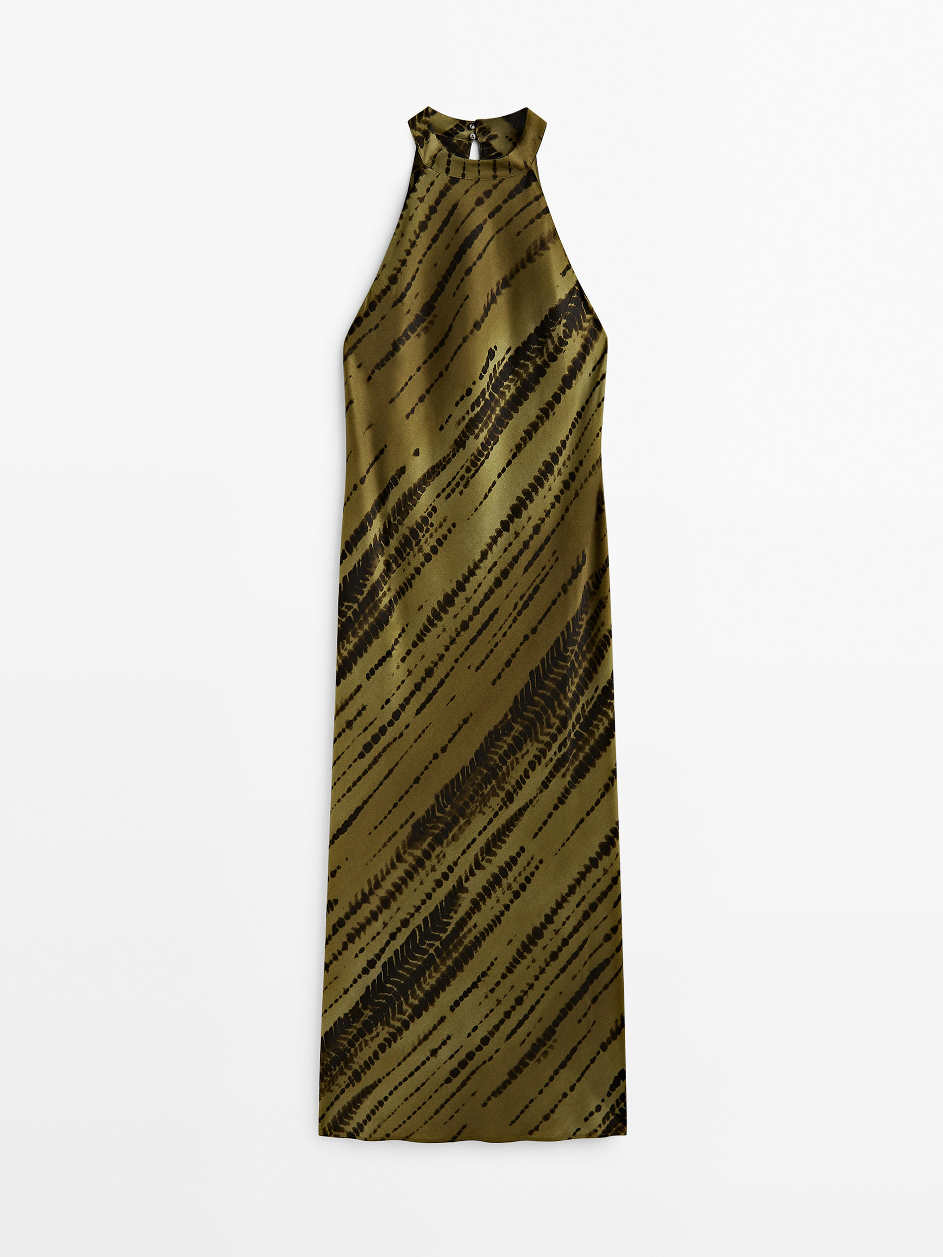 Vestido longo tomara que caia estampado - MARROM