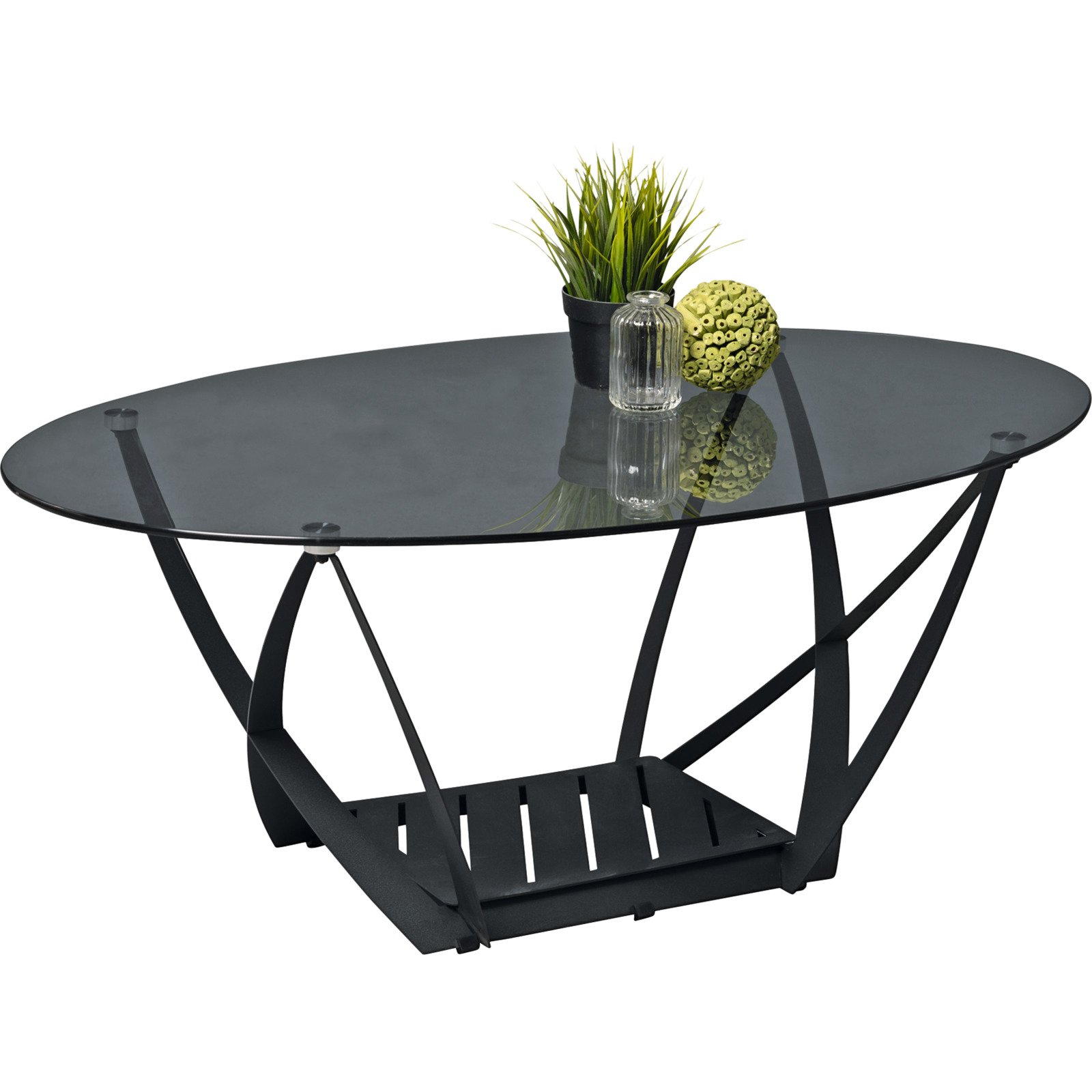 Salontisch Mona oval Glas grau 100 x 40 x 60 cm
