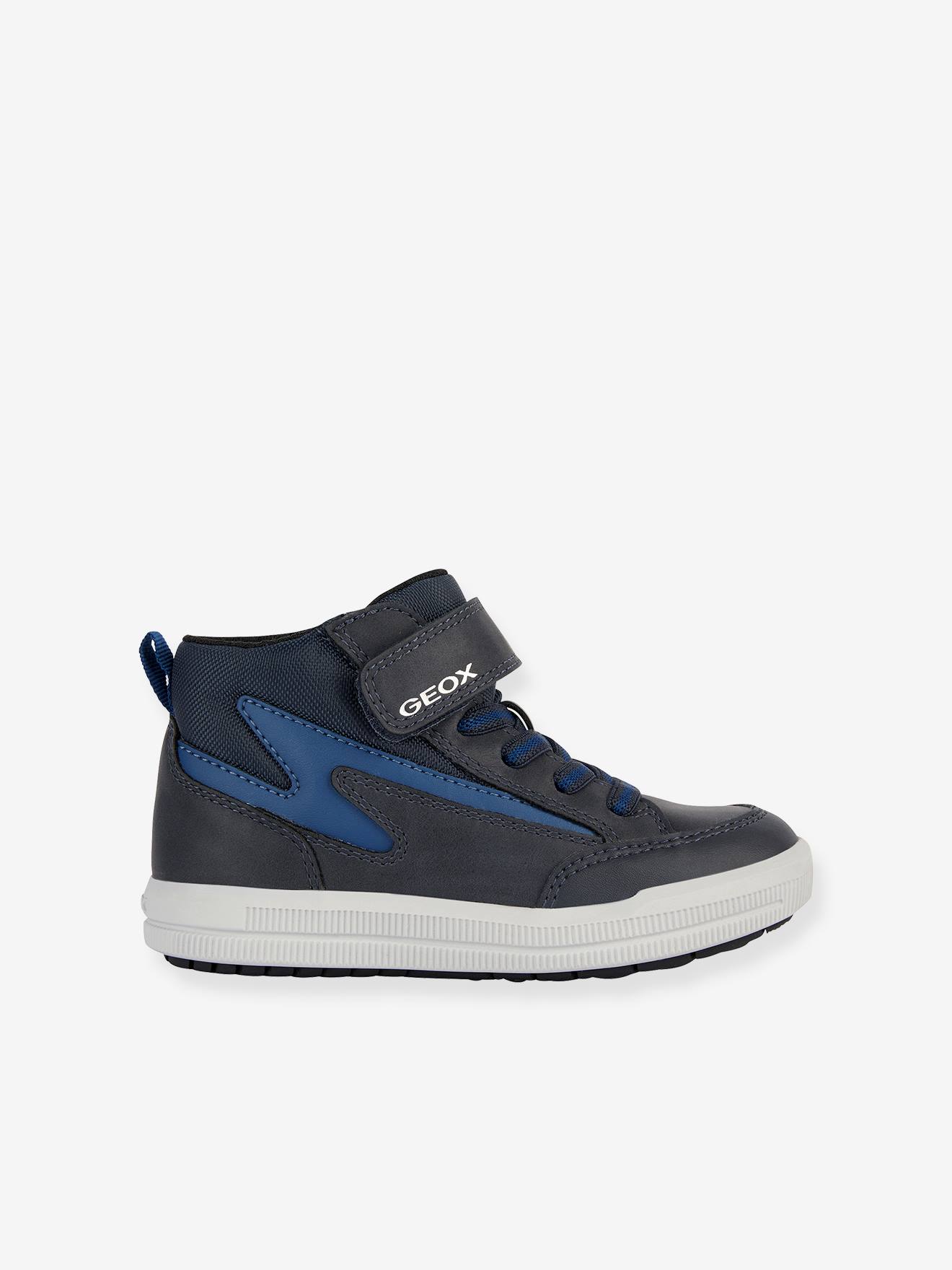 Tênis de cano alto Geox® J Arzach para menino, azul marinho, com fecho autoadesivo.